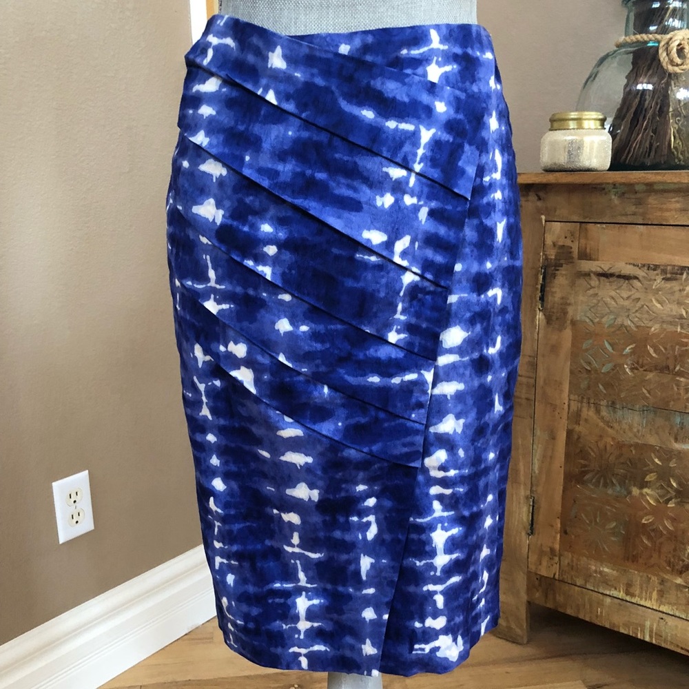 Anthro Eva Franco Blue White Tie Dye Pencil Skirt